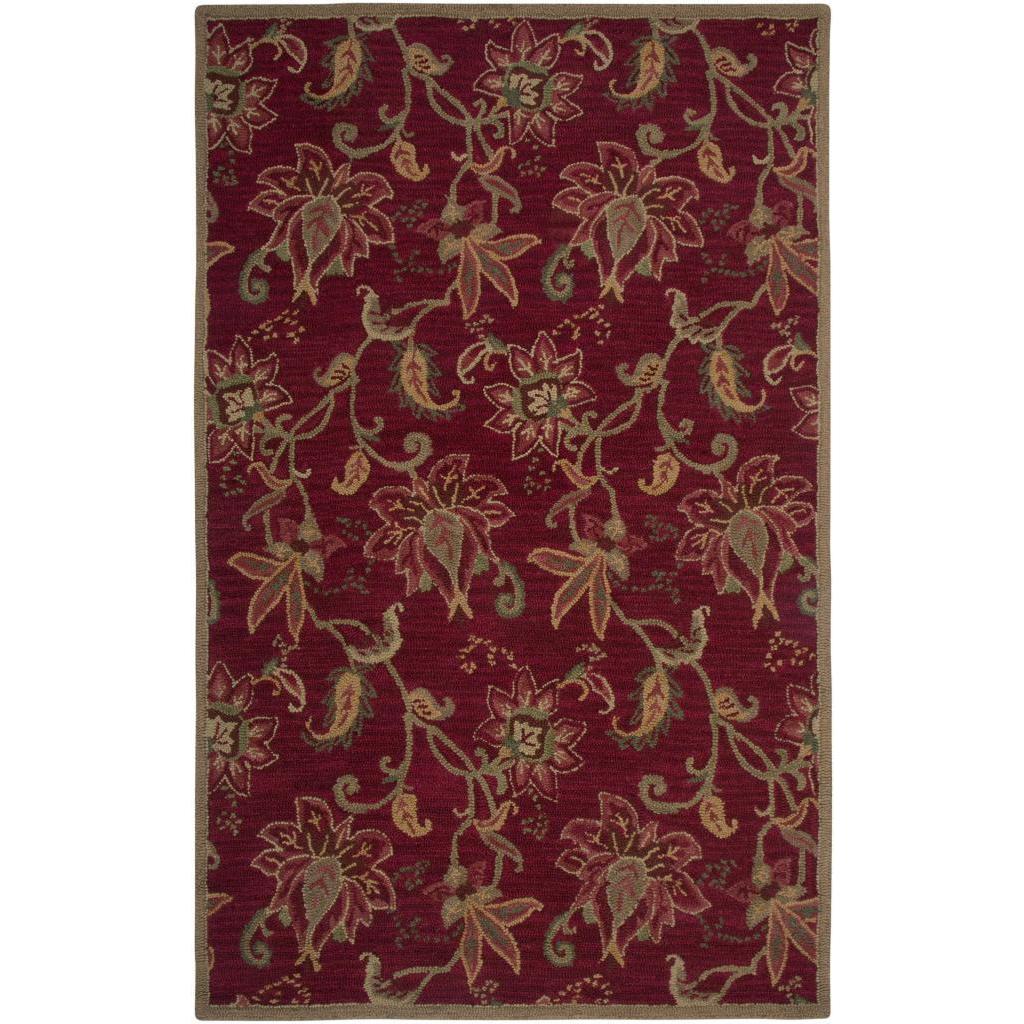 Hand tufted Handicraft Imports Aisling Red/green New Zealand Wool Blend Area Rug (5 X 8)