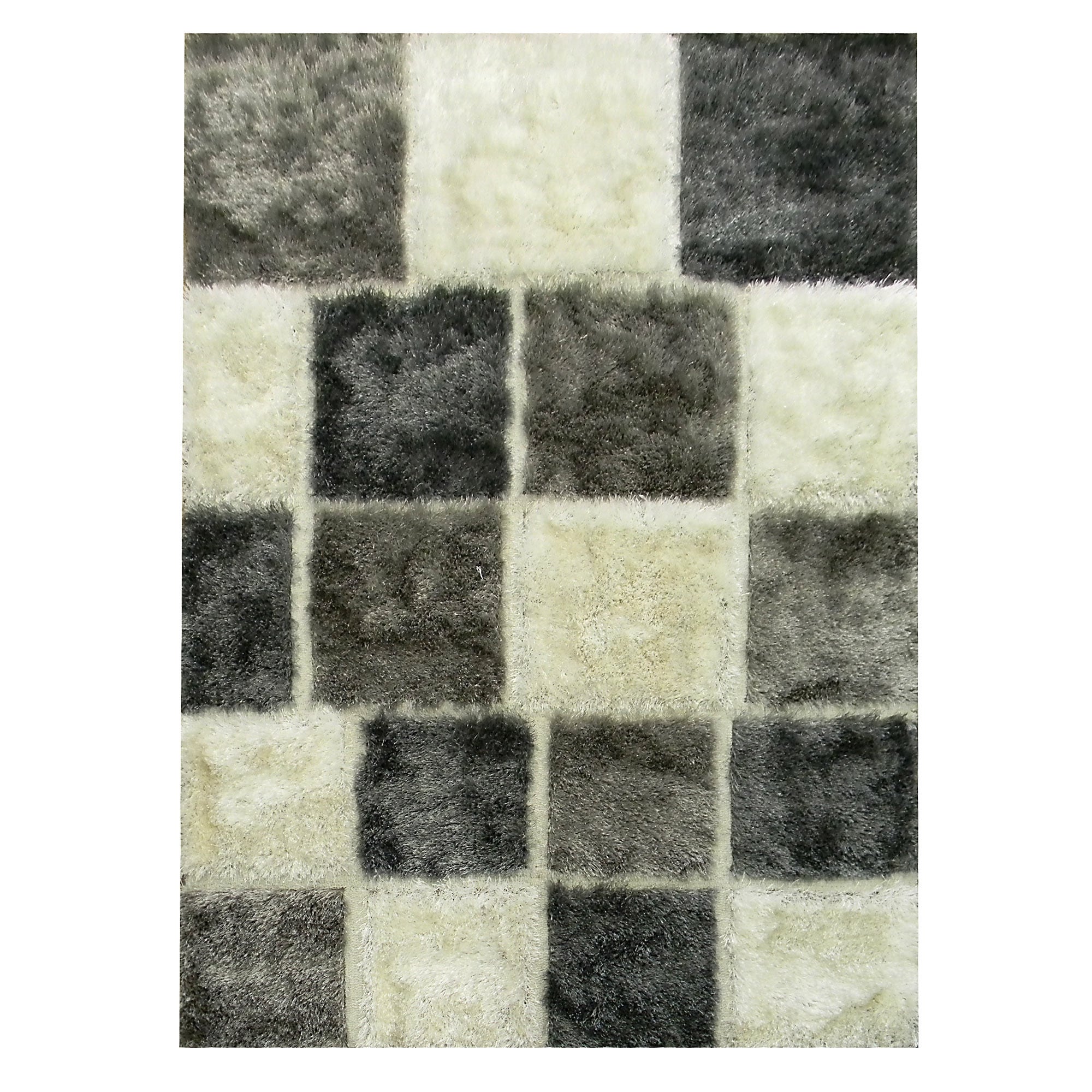 Hand tufted Geometric Square White Area Rug (5 X 7)