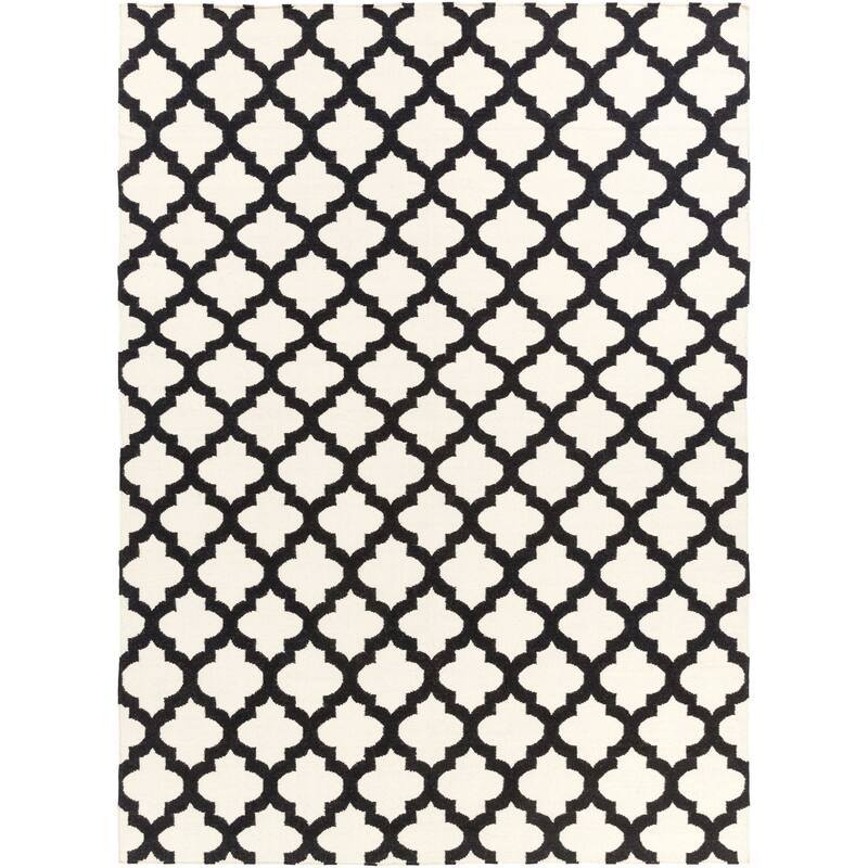 Hand-woven Dean Moroccan Trellis Geometric Flatweave Wool Area Rug