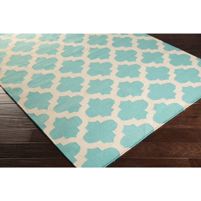Hand-woven Dean Moroccan Trellis Geometric Flatweave Wool Area Rug