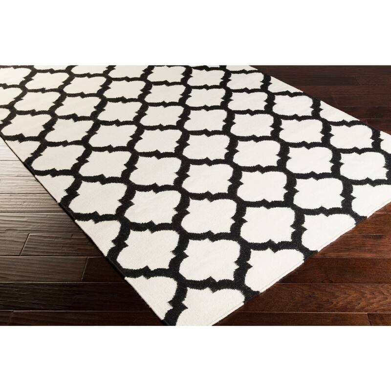 Hand-woven Dean Moroccan Trellis Geometric Flatweave Wool Area Rug