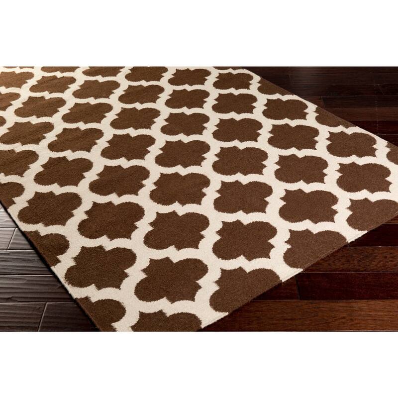Hand-woven Dean Moroccan Trellis Geometric Flatweave Wool Area Rug
