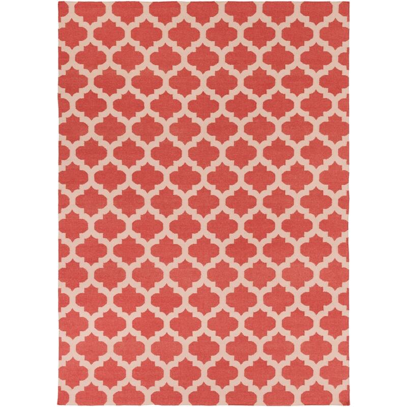 Hand-woven Dean Moroccan Trellis Geometric Flatweave Wool Area Rug