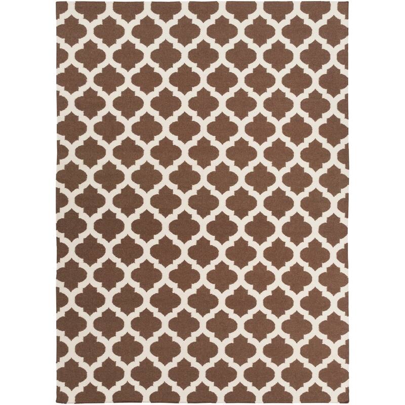 Hand-woven Dean Moroccan Trellis Geometric Flatweave Wool Area Rug