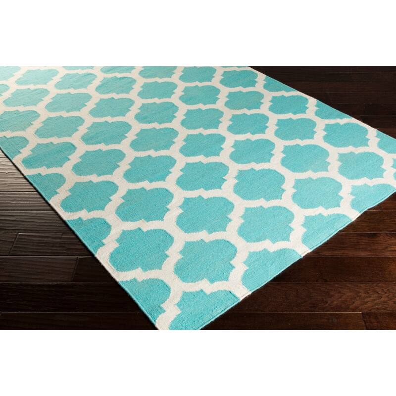Hand-woven Dean Moroccan Trellis Geometric Flatweave Wool Area Rug
