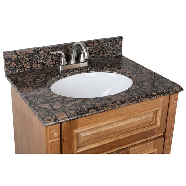 Heritage Oak Finish And Baltic Brown Granite Top Bathroom Vanity Overstock 8625547