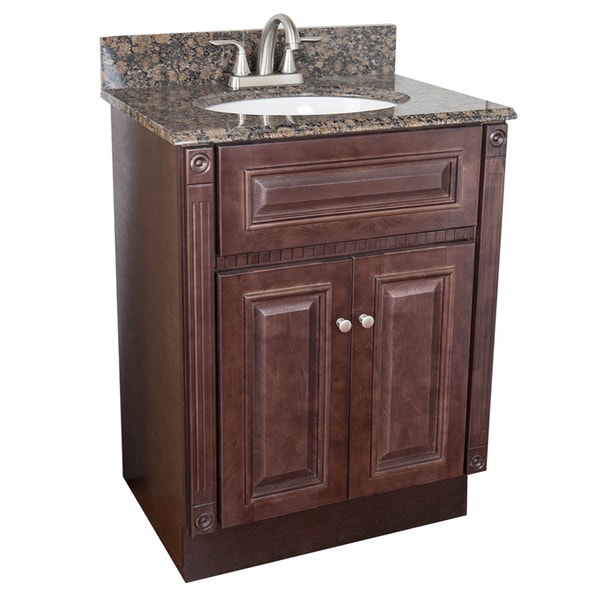 Heritage Cherry Finish and Baltic Brown Granite Top Bathroom Vanity Bath Vanities