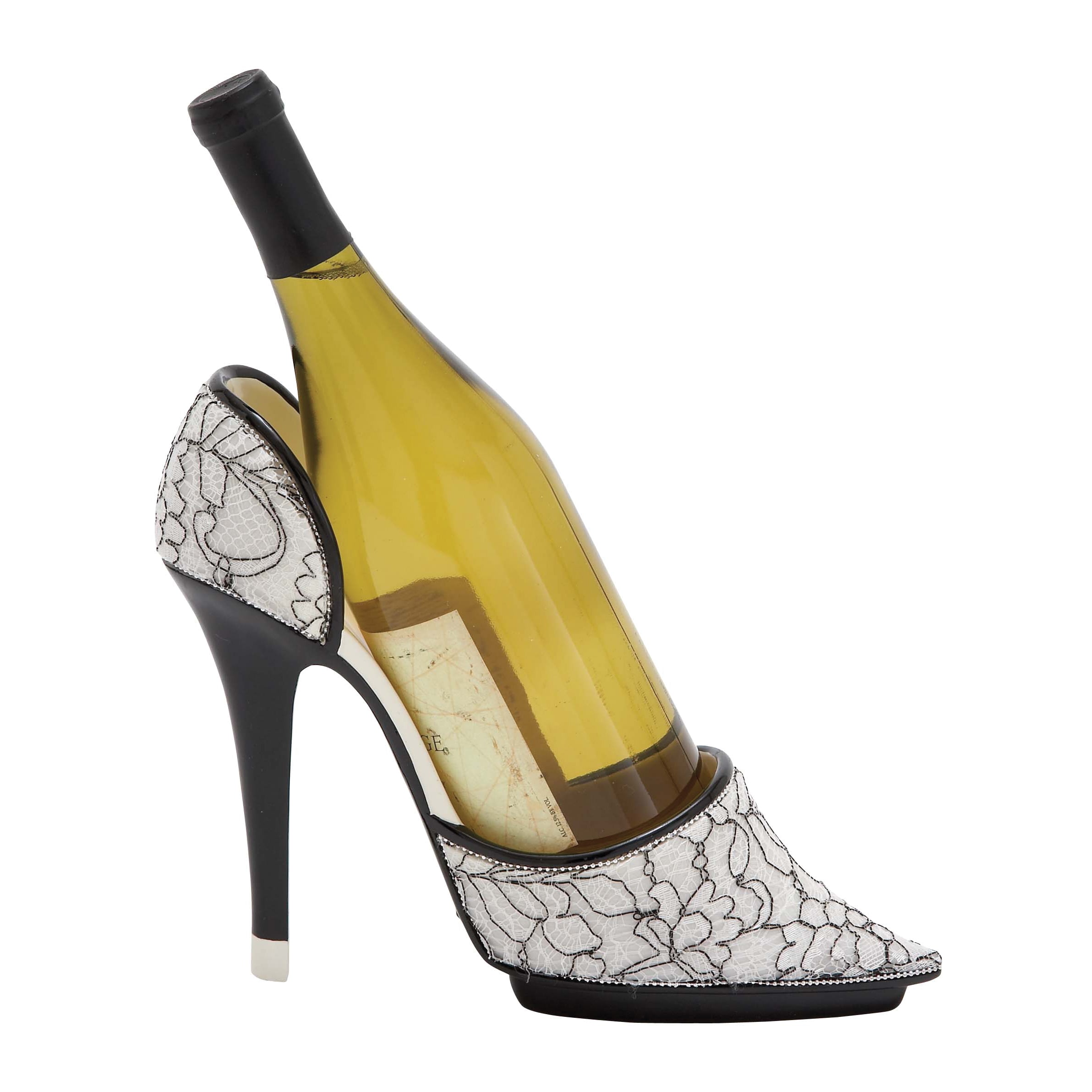 Stiletto Design With Beautiful Animal Print Polystone Shoe Wine Holder