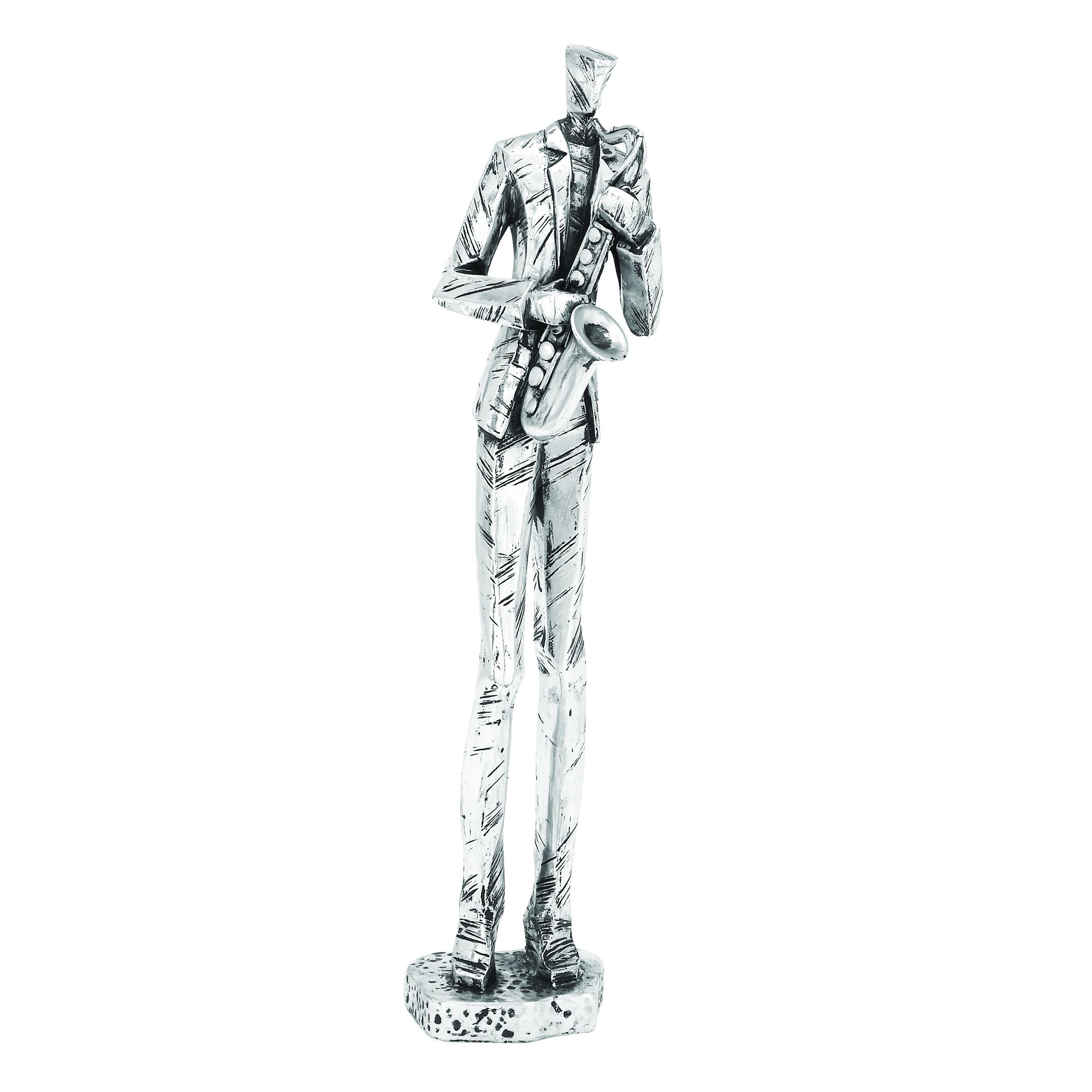 Elaborate Silver 19 inch Musician Theme Polystone Sculpture