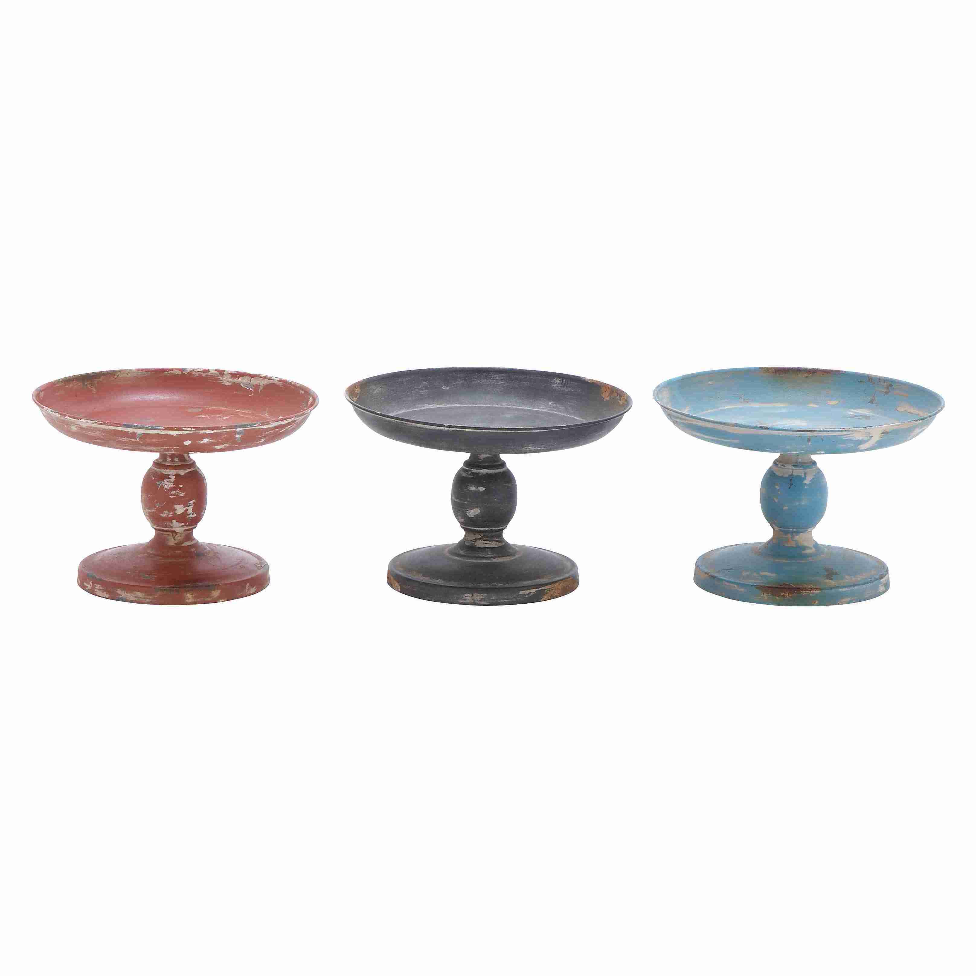 Durable Assorted Color Metal Candle Holders (set Of 3)