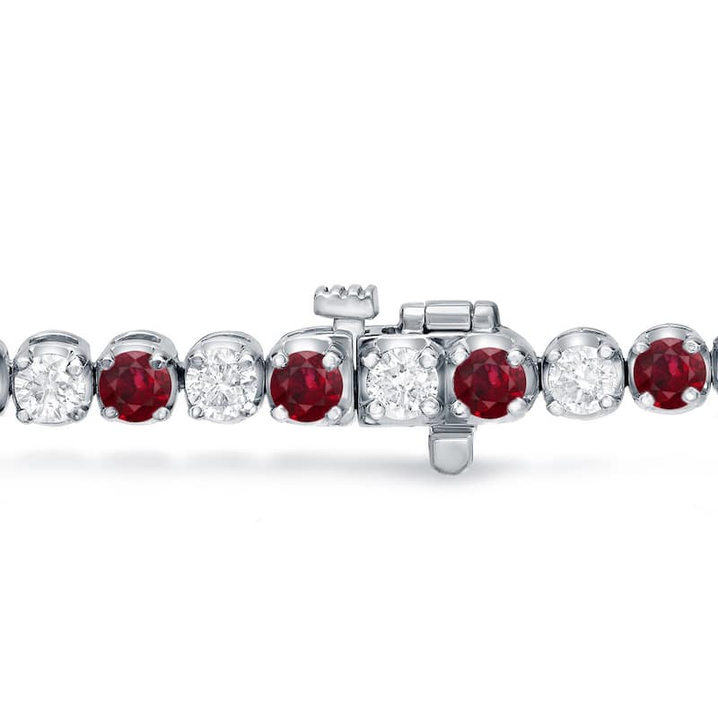 Auriya 1 1/2ct Red Ruby and 1 1/2ctw Diamond Tennis Bracelet 14k Gold - 7-inch