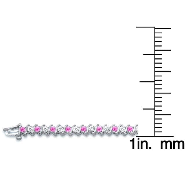 Auriya 1 1/2ct Pink Sapphire and 1 1/2ctw S-Link Diamond Tennis Bracelet 14k Gold
