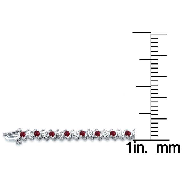 Auriya 1 1/2ct Red Ruby and 1 1/2ctw S-Link Diamond Tennis Bracelet 14k Gold