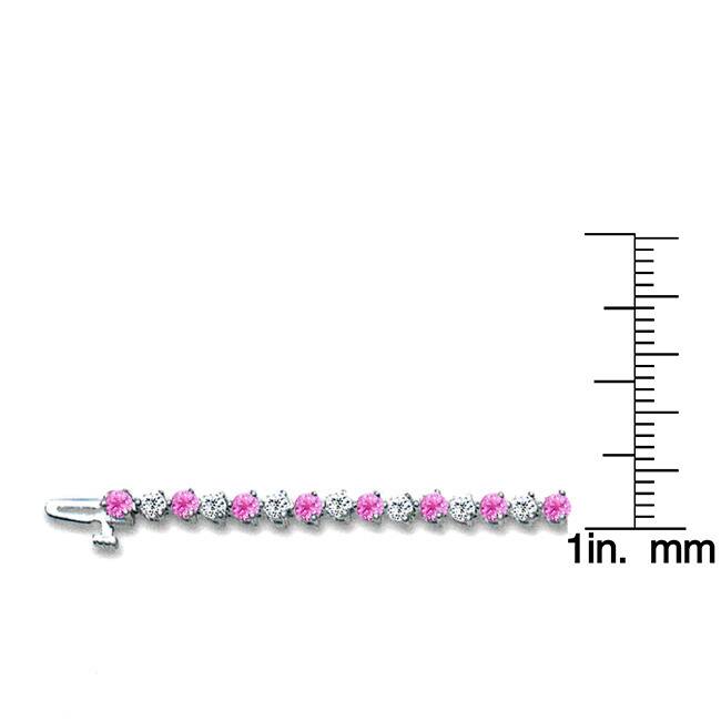 Auriya 1 1/2ct Pink Sapphire and 1 1/2ct TW 3-Prong Diamond Tennis Bracelet 14k Gold