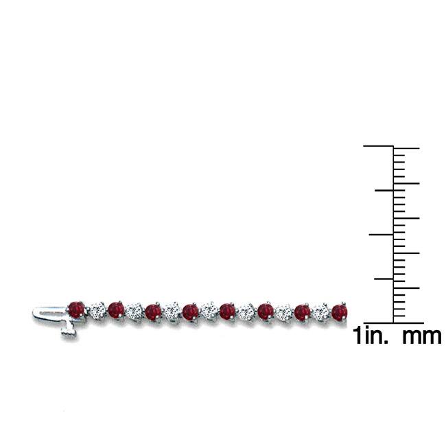 Auriya 1 1/2ct Red Ruby and 1 1/2ct TW 3-Prong Diamond Tennis Bracelet 14k Gold