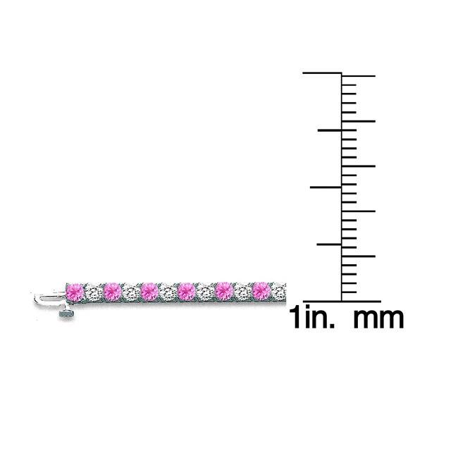 Auriya 2 1/2ct Round Pink Sapphire and 2 1/2ctw Diamond Tennis Bracelet 14k Gold
