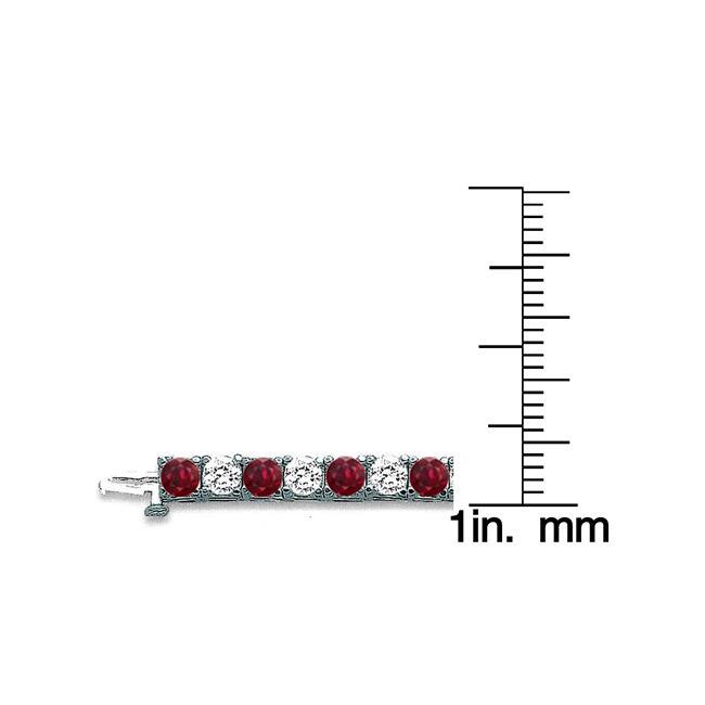 Auriya 5ct Round Red Ruby and 5ctw Diamond Tennis Bracelet 14k Gold