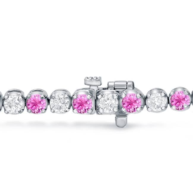 Auriya 5ct Pink Sapphire and 5cttw Diamond Tennis Bracelet 14k Gold