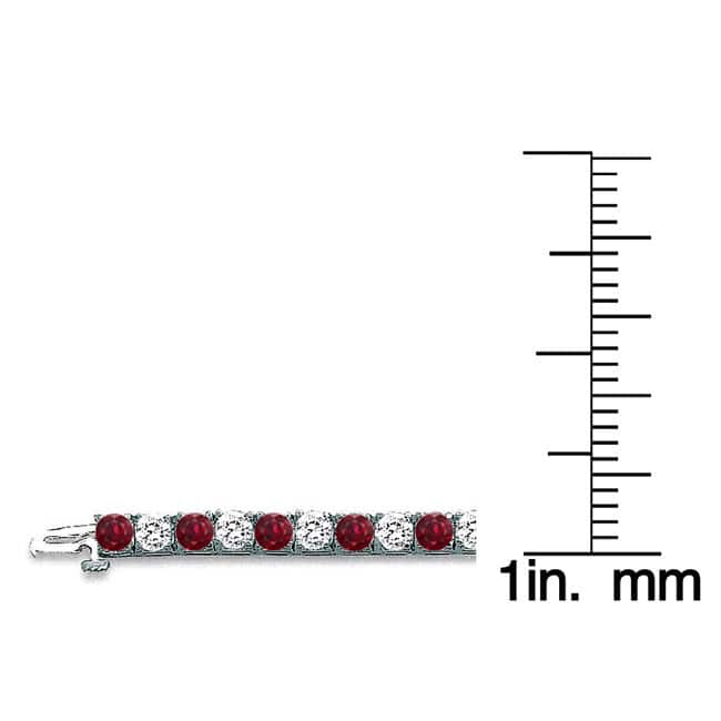 Auriya 3 1/2ct Round Red Ruby and 3 1/2ctw Diamond Tennis Bracelet 14k Gold