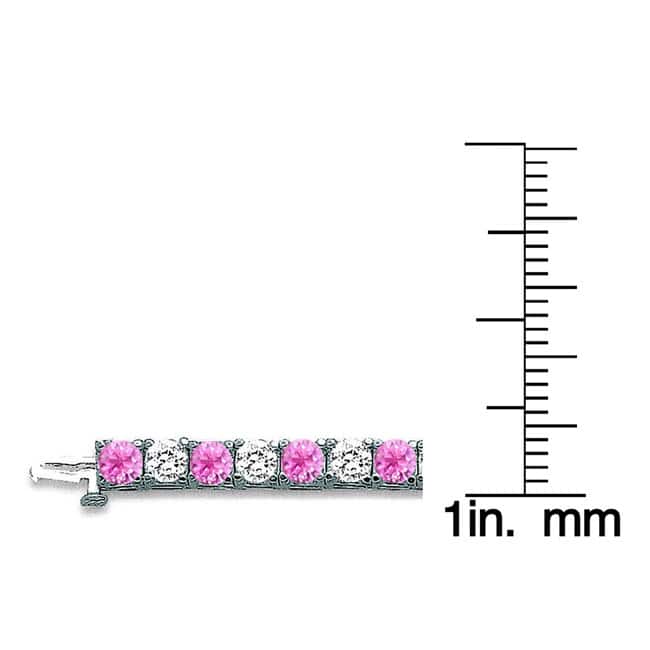Auriya 5ct Round Pink Sapphire and 5ctw Diamond Tennis Bracelet 14k Gold