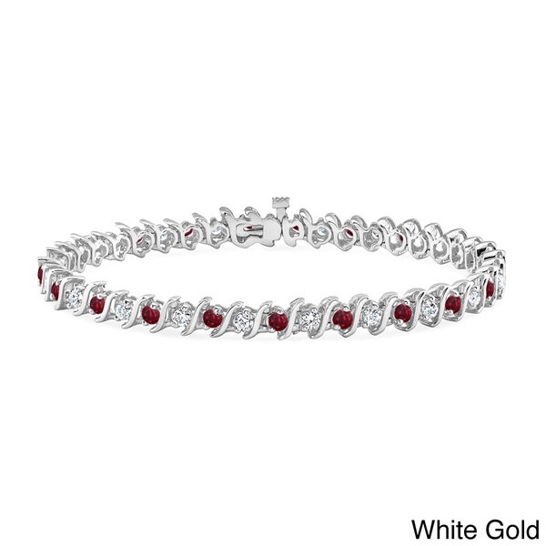Auriya 14k Gold 2 1 2ct Ruby And Tw Diamond Tennis Bracelet Auriya 14k Gold 2 1 2ct Ruby And Tw Diamond Tennis