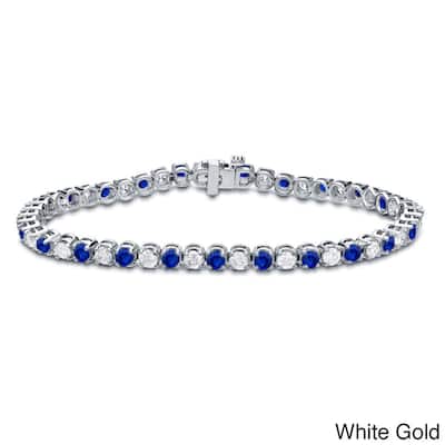 Auriya 5ct Blue Sapphire and 5cttw Diamond Tennis Bracelet 14k Gold