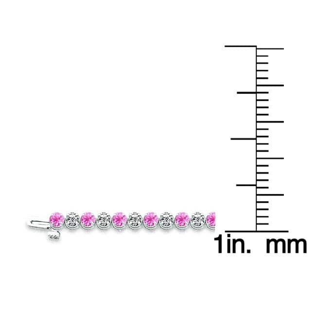 Auriya 2 1/2ct Pink Sapphire and 2 1/2cttw Diamond Tennis Bracelet 14k Gold