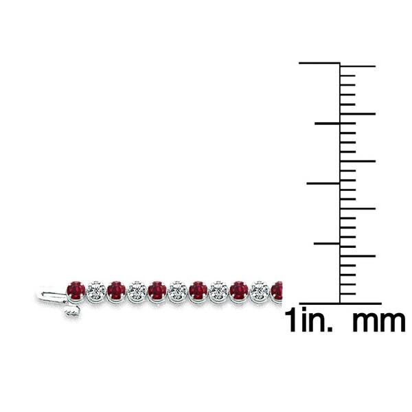 Auriya 2 1/2ct Red Ruby and 2 1/2cttw Diamond Tennis Bracelet 14k Gold