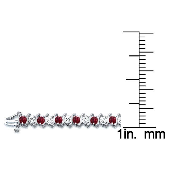 Auriya 3 1/2ct Red Ruby and 3 1/2ctw S-Link Diamond Tennis Bracelet 14k Gold