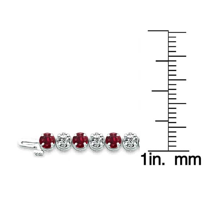 Auriya 5ct Red Ruby and 5cttw Diamond Tennis Bracelet 14k Gold