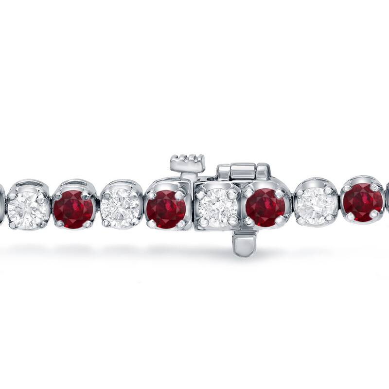 Auriya 5ct Red Ruby and 5cttw Diamond Tennis Bracelet 14k Gold
