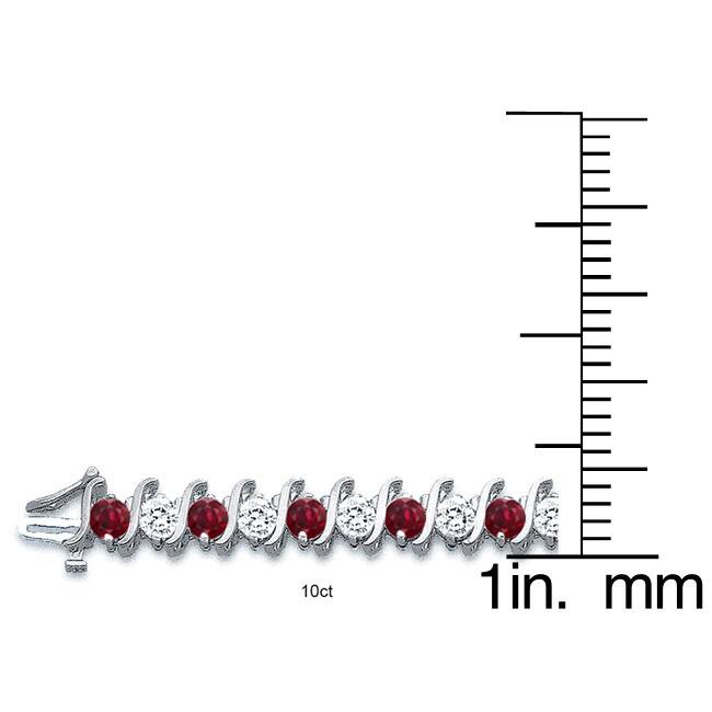 Auriya 5ct Red Ruby and 5ctw S-Link Diamond Tennis Bracelet 14k Gold