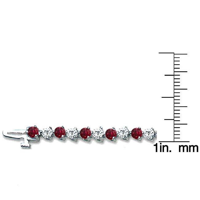 Auriya 3 1/2ct Red Ruby and 3 1/2ct TW 3-Prong Diamond Tennis Bracelet 14k Gold