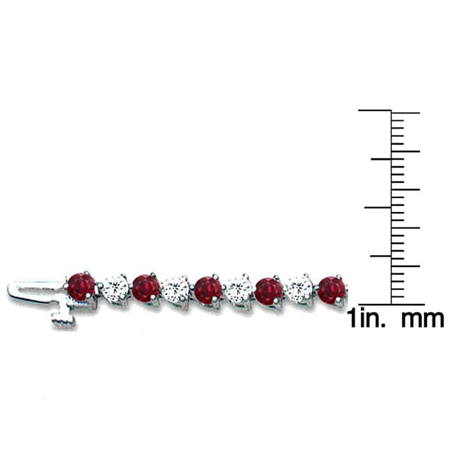 Auriya 5ct Ruby and 5ct TW Diamond Tennis Bracelet 14k Gold