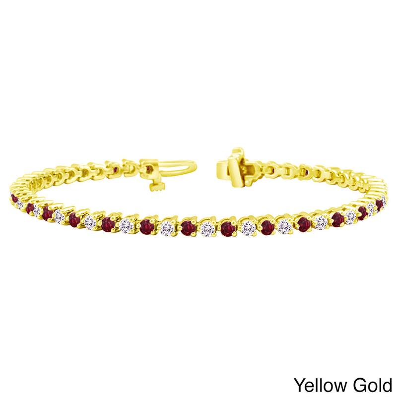 Auriya 5ct Ruby and 5ct TW Diamond Tennis Bracelet 14k Gold