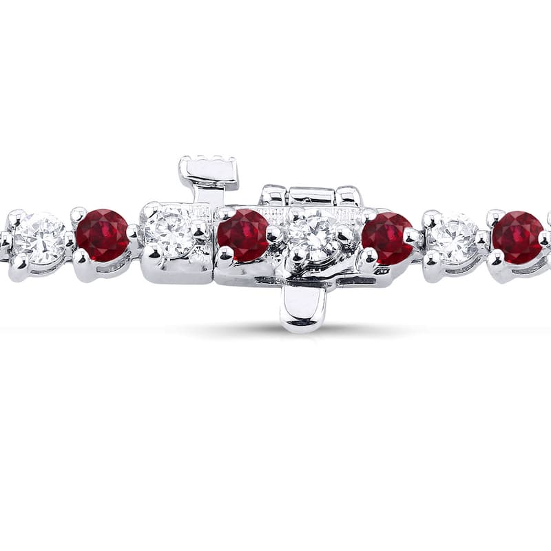 Auriya 5ct Ruby and 5ct TW Diamond Tennis Bracelet 14k Gold