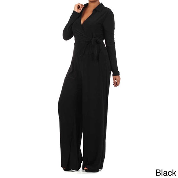 Shop A Plus Style Women's Solid Full Length Long Sleeve Jumpsuit - Free ...