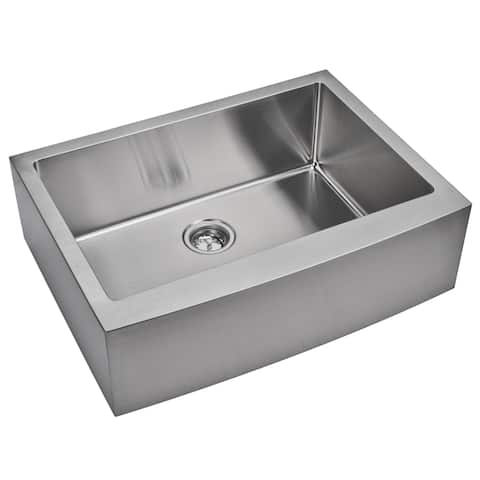 Water Creation 30-inch X 22-inch 15 mm Corner Radius Single Bowl Stainless Steel Hand Made Apron Front Kitchen Sink