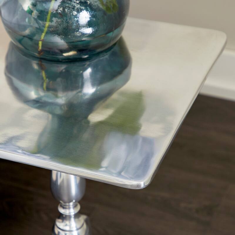 Silver Aluminum Traditional Accent Table 22 x 16 x 16