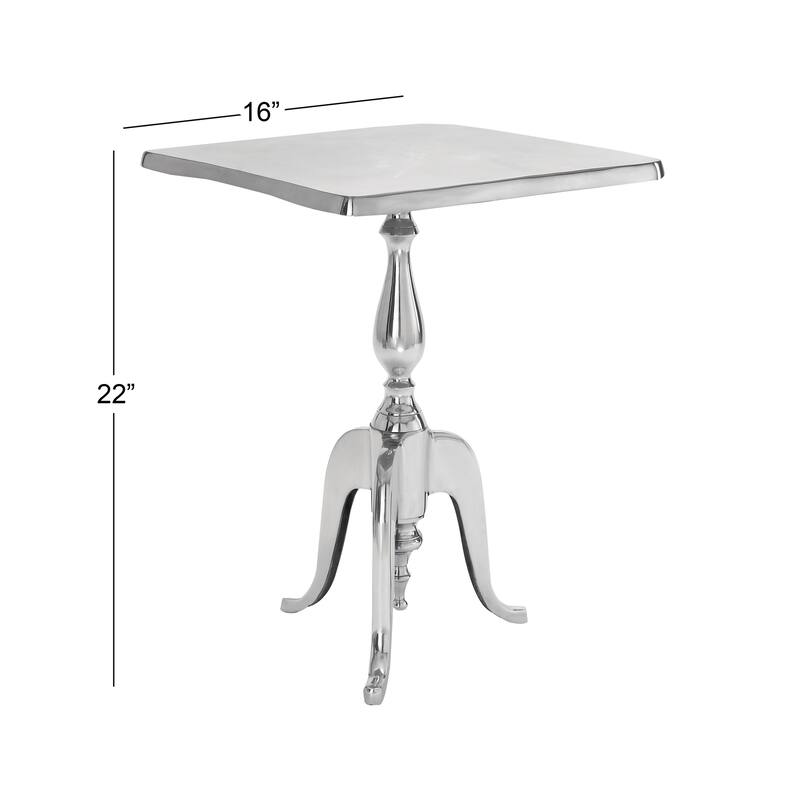 Silver Aluminum Traditional Accent Table 22 x 16 x 16