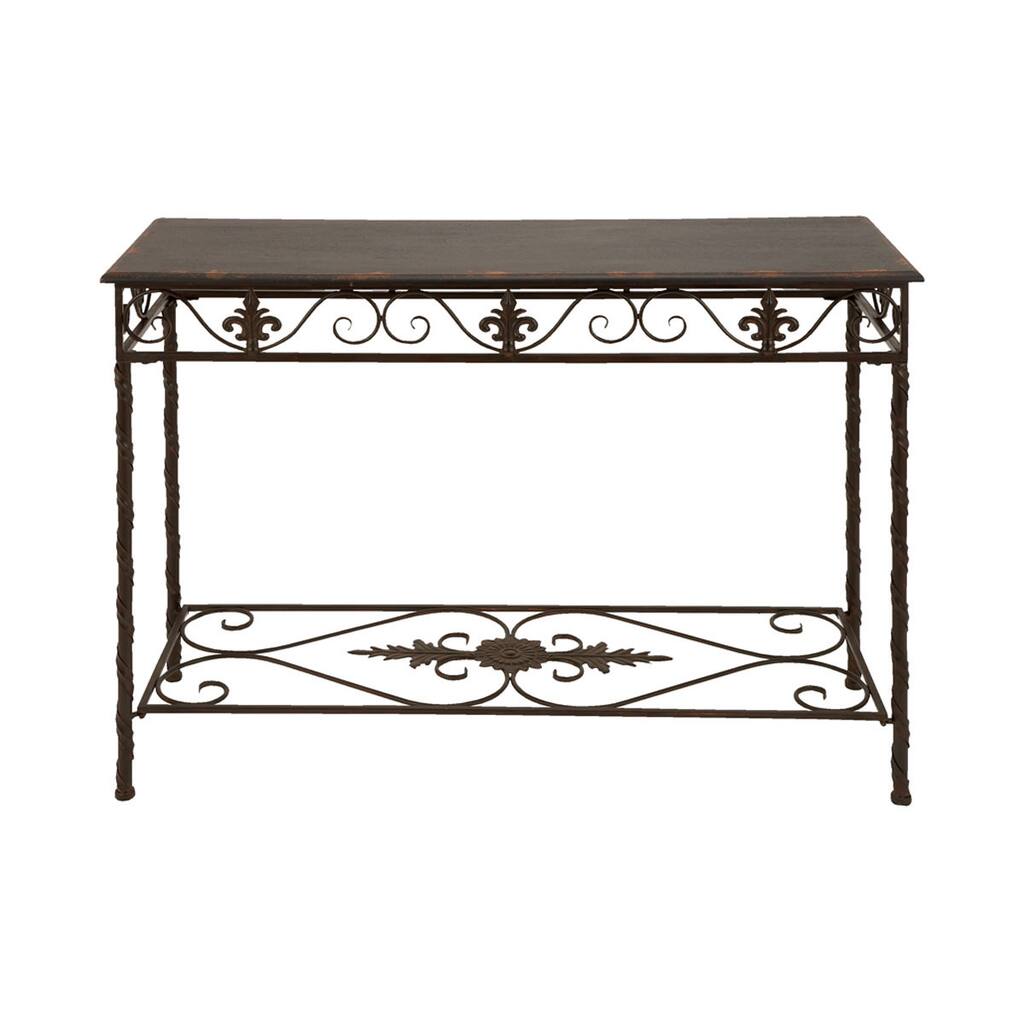 Brown Metal/ Wood Console Table