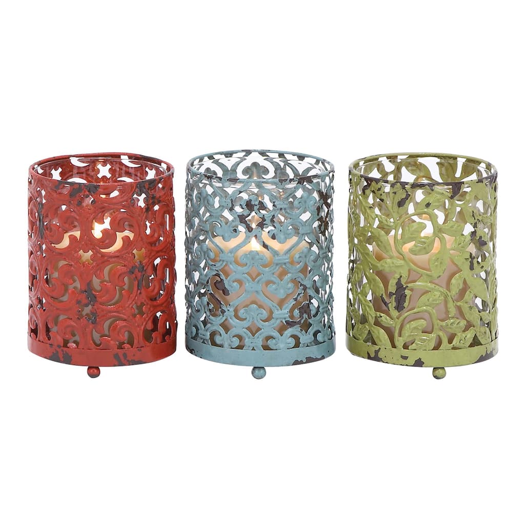 Colorful Metal Candle Holder Set (Set of 3)