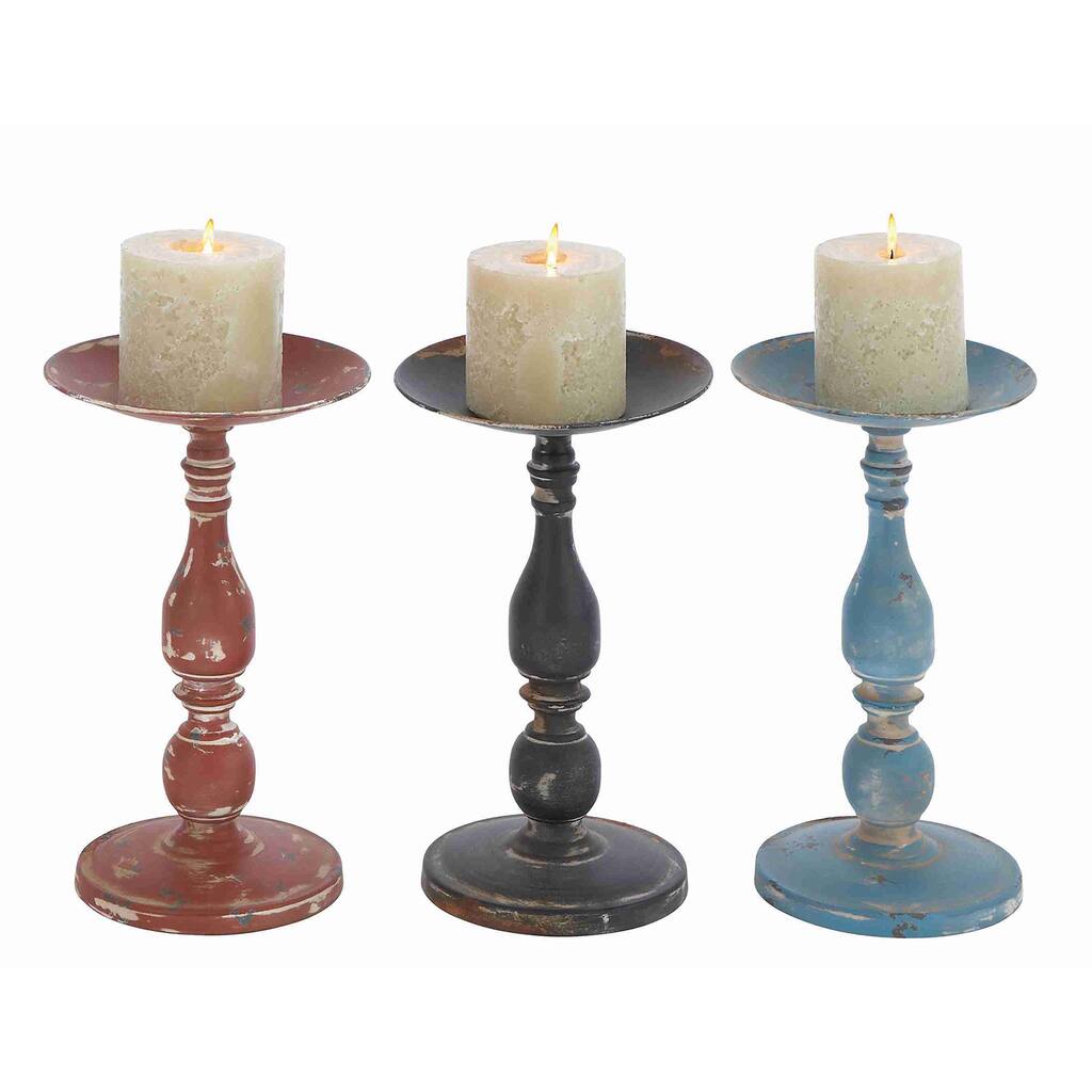 Colorful Antique Candle Holders (Set of 3)