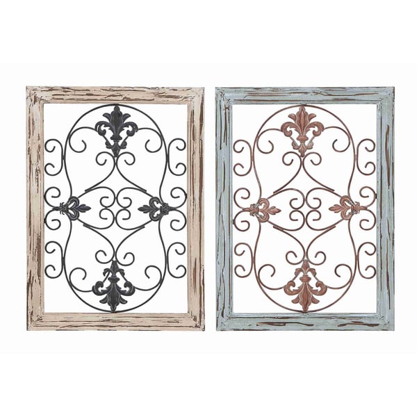 Wood And Metal Wall Panels fleur-de-lis design wood/ metal wall panels (set of 2) - free Wood And Metal Wall Panels fleur-de-lis design wood/ metal wall panels (set of 2) - free