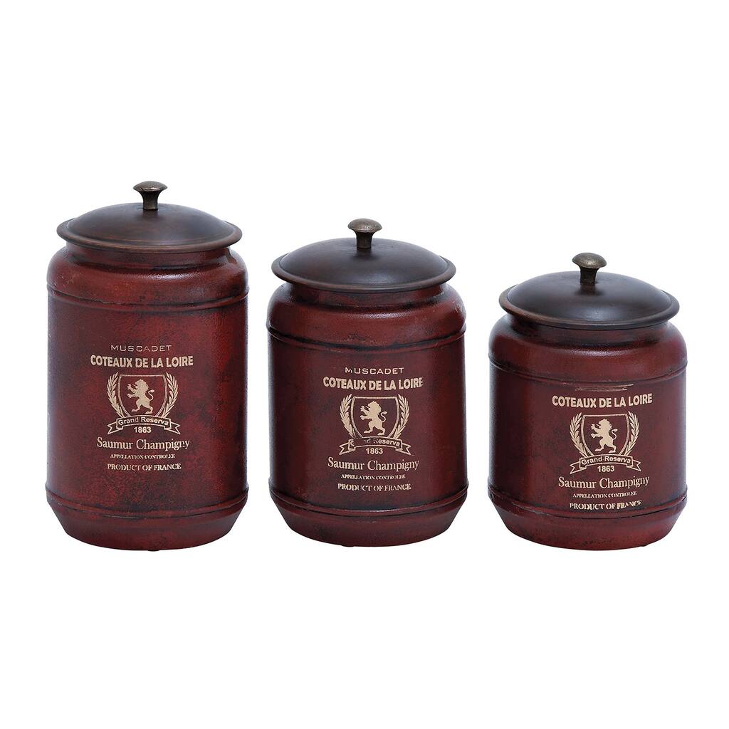 Red Transitional Style Canisters (Set of 3)