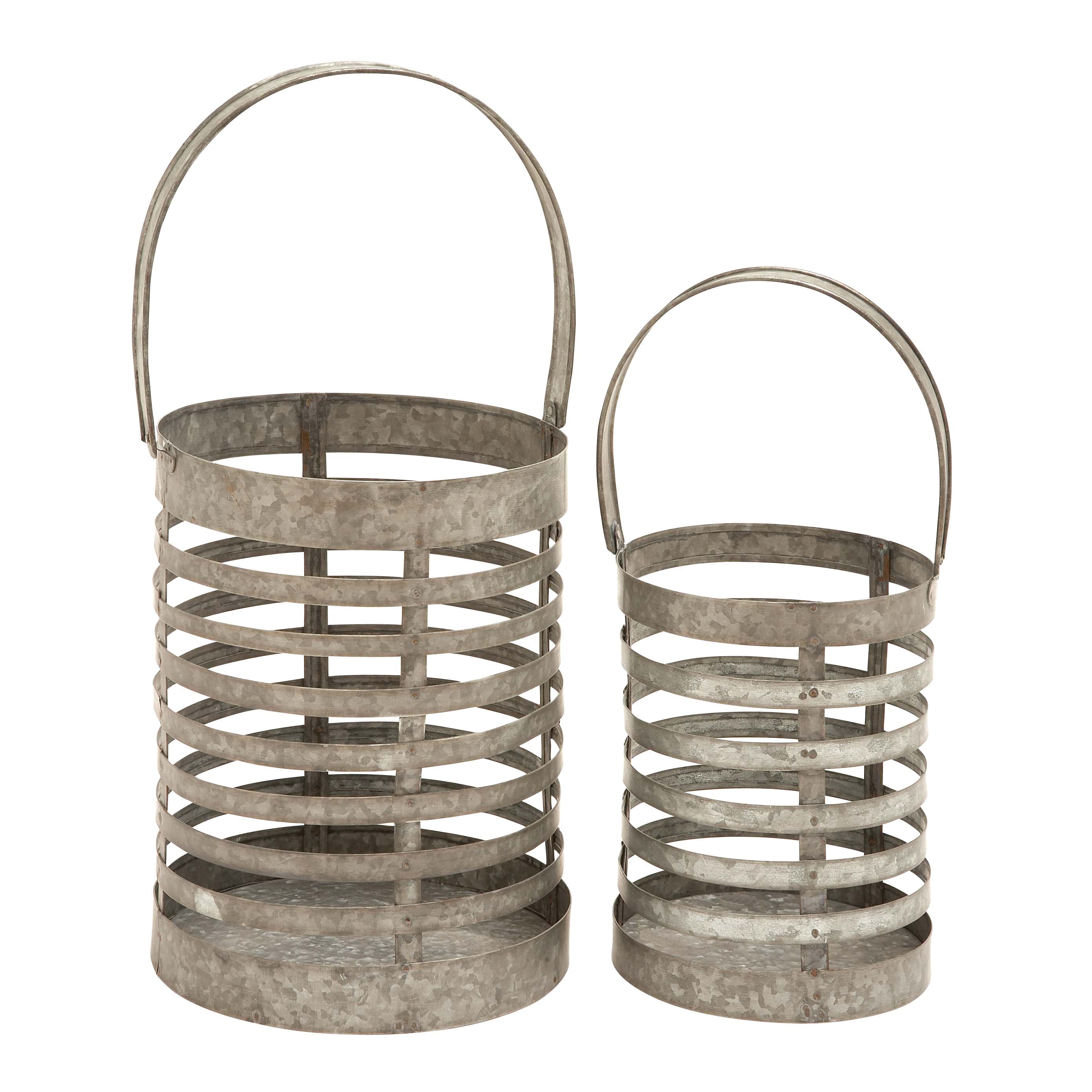 Galvanized Metal Lanterns (set Of 2)