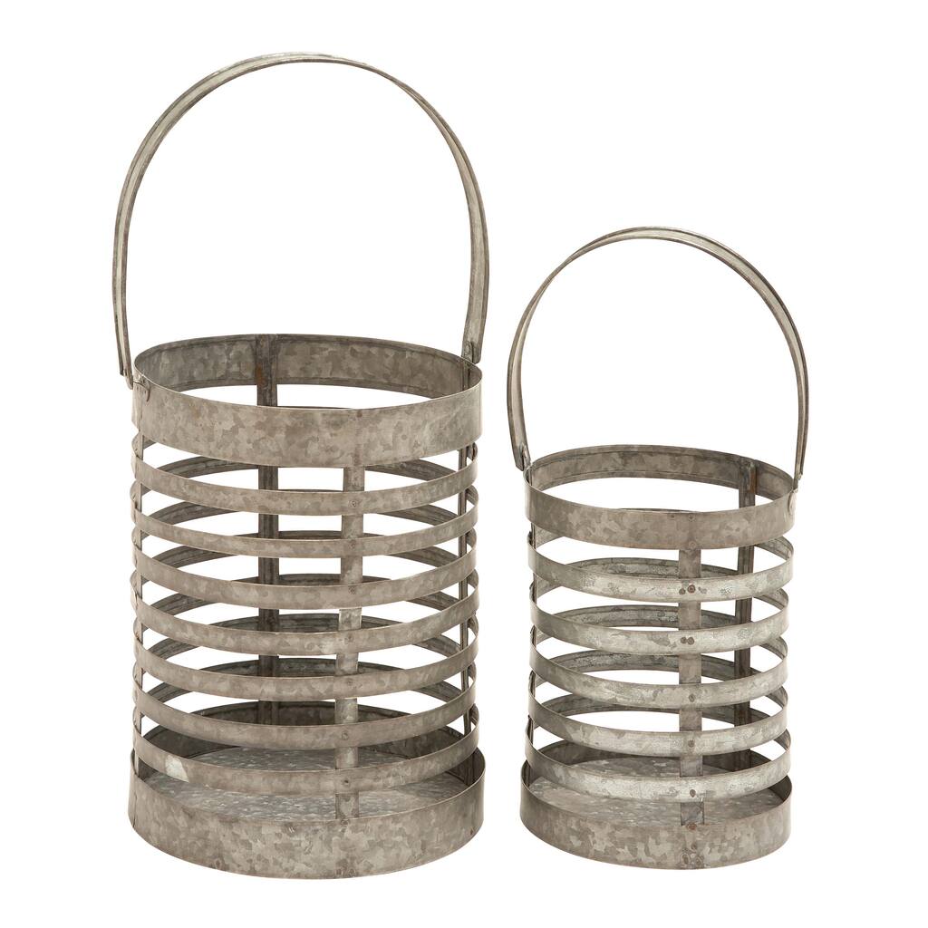 Galvanized Metal Lanterns (Set of 2)