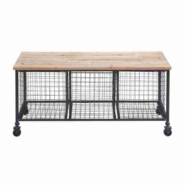 Shop Industrial Finish Storage Bench With 3 Wire Baskets