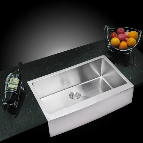 Water Creation 36-inch X 22-inch 15 mm Corner Radius Single Bowl Stainless Steel Hand Made Apron Front Kitchen Sink