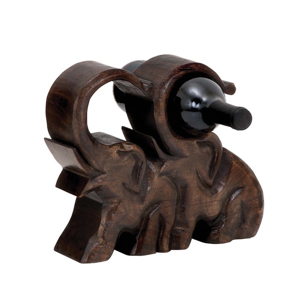 Brown Wood Elephants Wine Holder Bar & Wine Tools